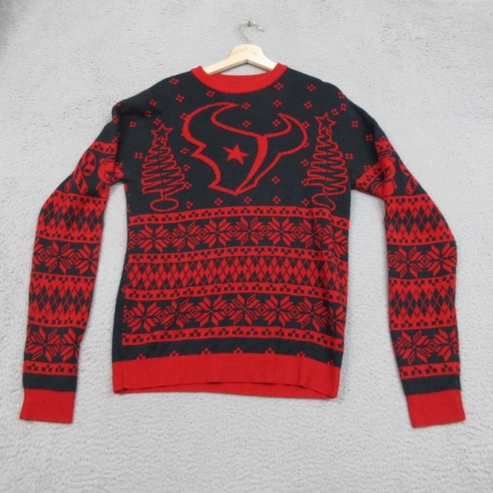 Houston Texans Ugly Christmas Sweater Mens Small Black NFL Football Team Apparel